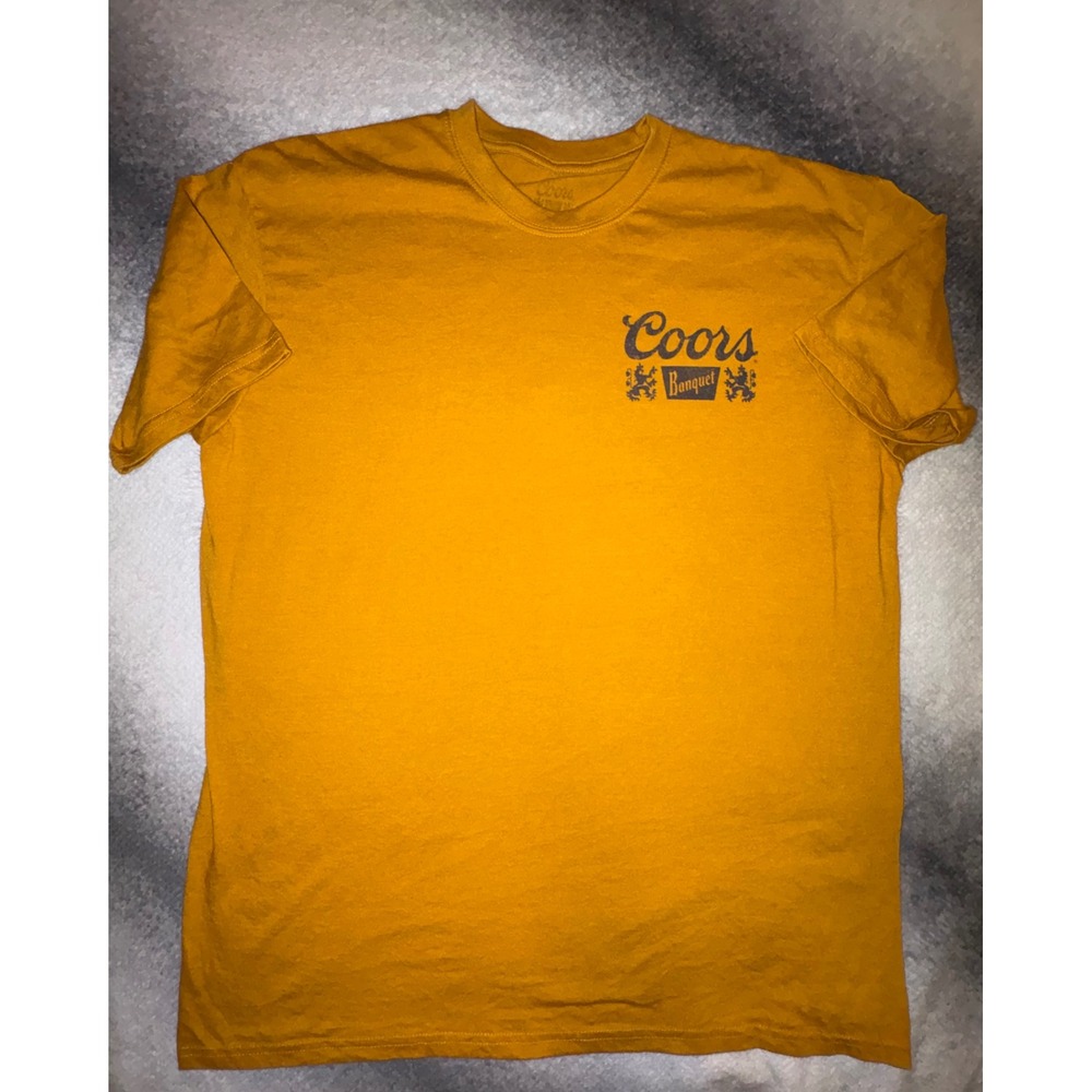 (CL) Coors‎ Banquet Beer Cowboy Graphic Tee Mustard Gold XL Western Horse Shirt - Picture 5 of 11